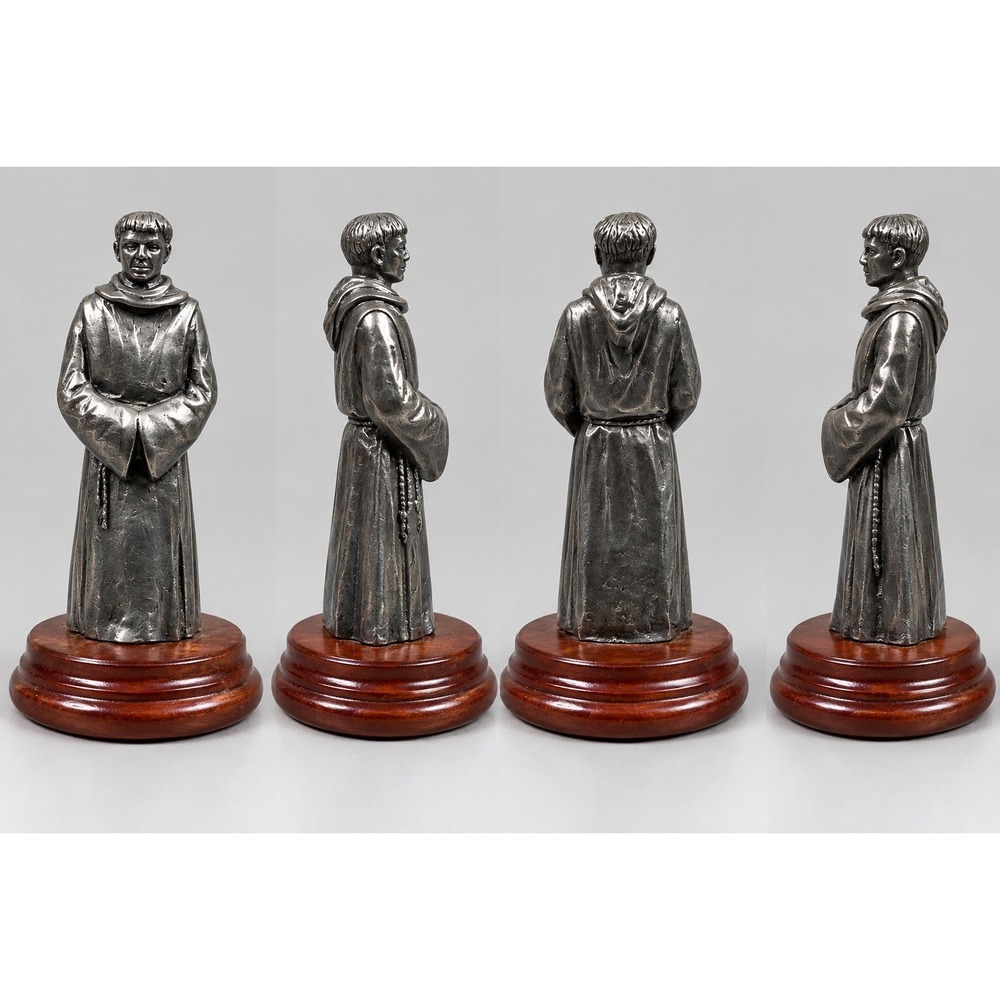 Piper Craft Pewter Monk Figurine on Wood Base Made in Scotland with Box